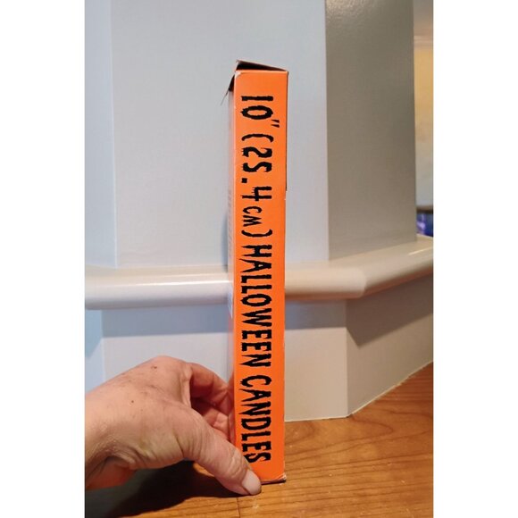 Vintage Halloween Black Cat Pumpkin Taper Candles Set Of 2 -10” Hong Kong - NOS - Picture 6 of 7